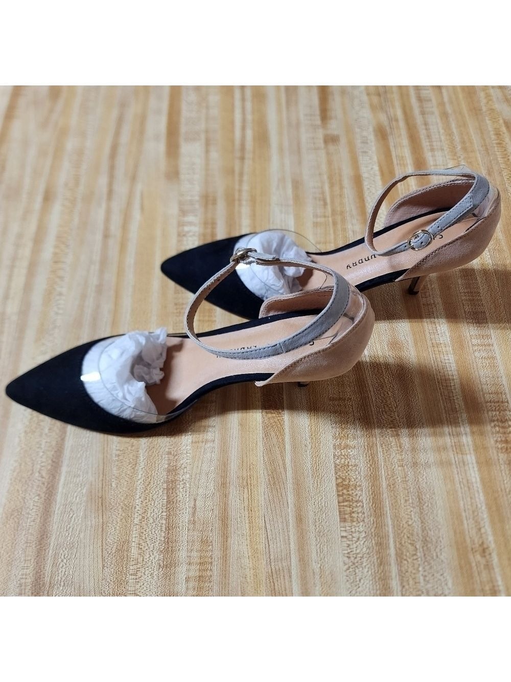 Chinese Laundry Only You Black and Nude Lucite Kitten Heels - Picture 4 of 7